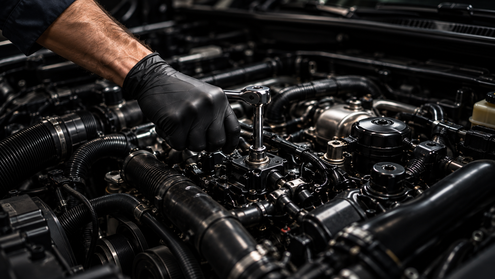 Mechanic working on an engine
